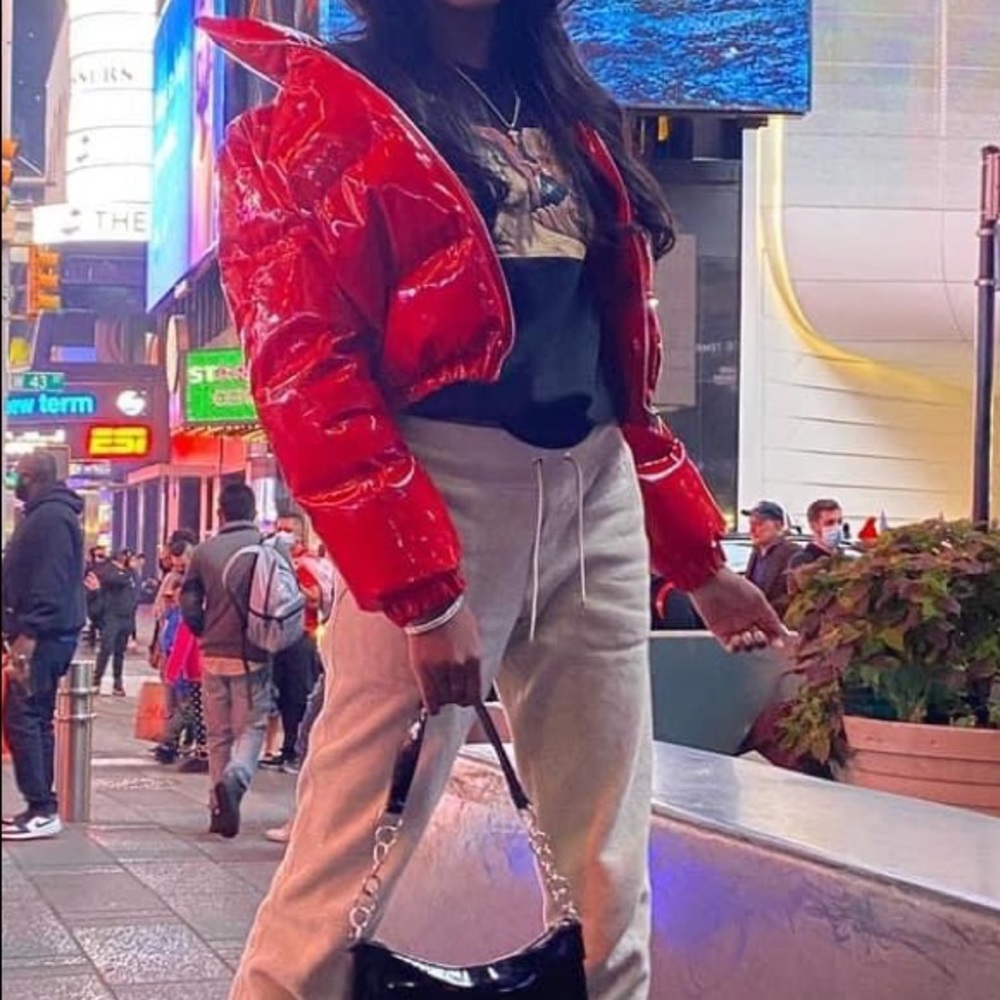 Red Cropped Puffer